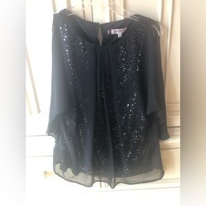 NWOT Jennifer Lopez Size Medium Black Sequin Blouse